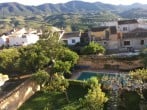 View over garden and pool